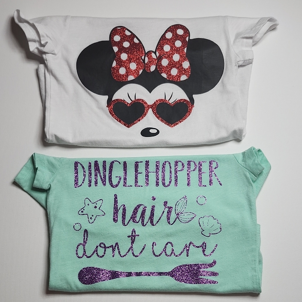 Girls Size 6/6X Disney T-Shirt Bundle – Minnie & Little Mermaid Dinglehopper